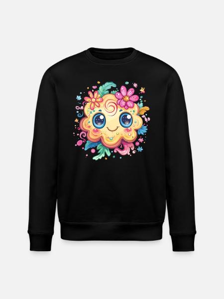 Biscuit with flower smile - Stanley/Stella ROLLER Unisex Organic Sweatshirt - black