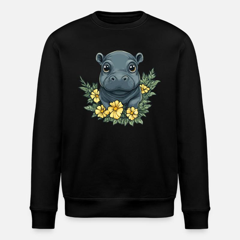 Blumenbaby Nilpferd - Stanley/Stella Unisex Bio-Sweatshirt ROLLER - Schwarz