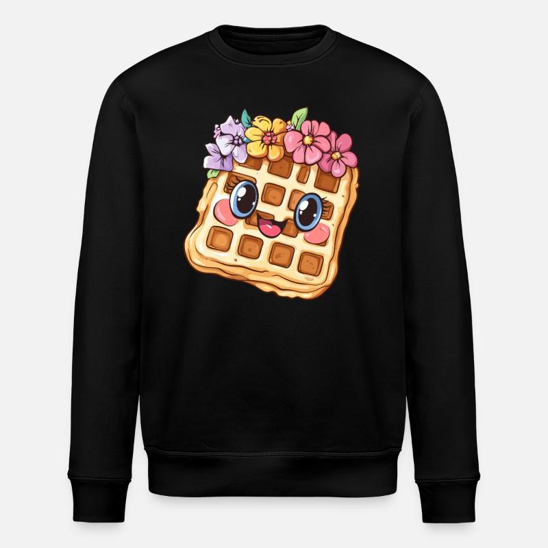 Waffel mit Blumen - Stanley/Stella Unisex Bio-Sweatshirt ROLLER - Schwarz
