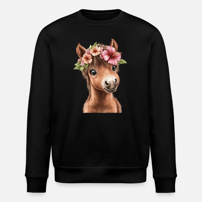 Flower pony with wreath - Stanley/Stella ROLLER Unisex Organic Sweatshirt - black