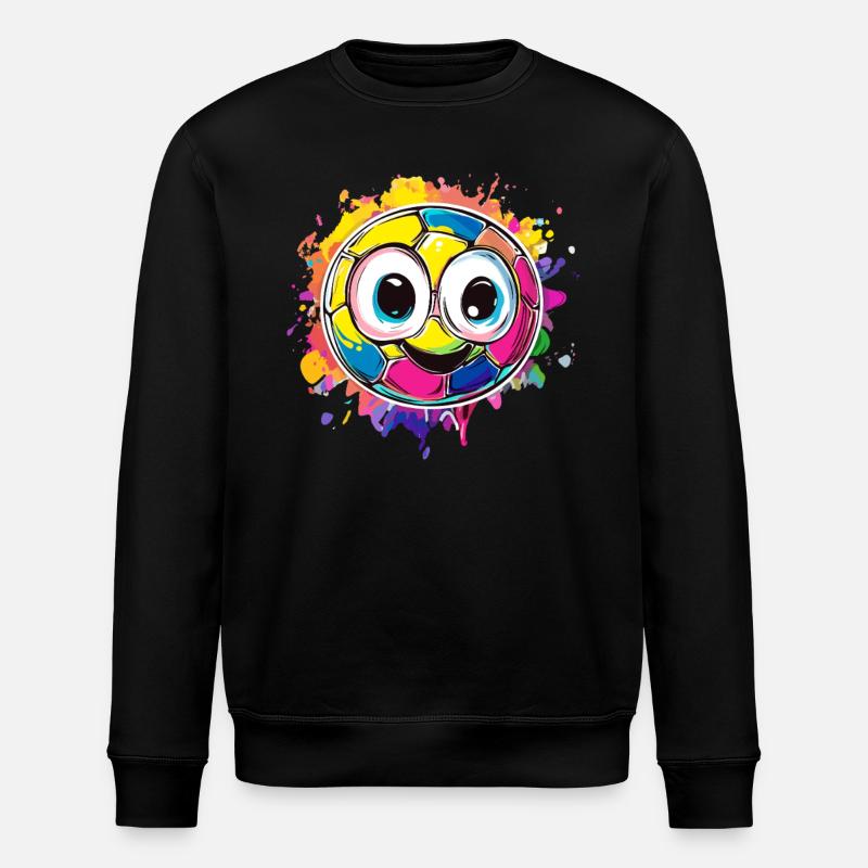 Bunter Fußball mit Gesicht - Stanley/Stella Unisex Bio-Sweatshirt ROLLER - Schwarz