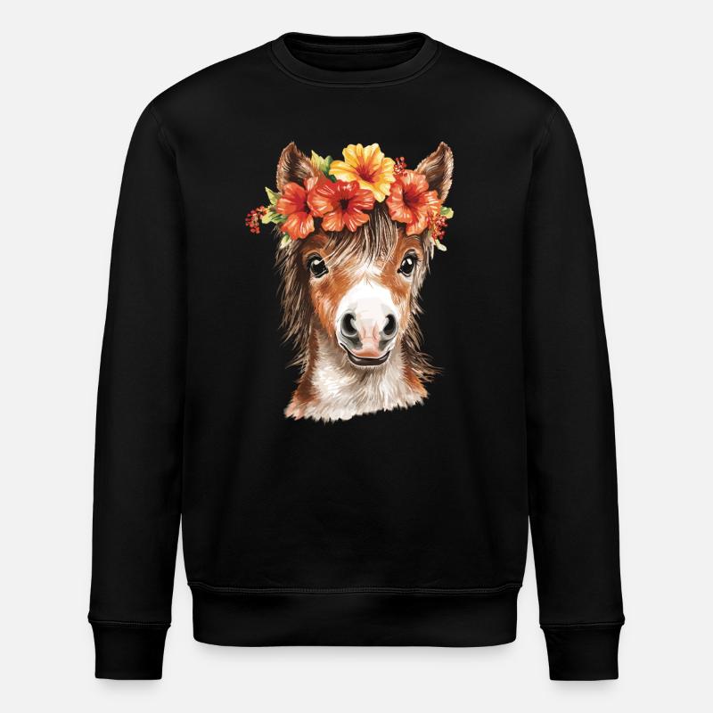 Bangs with hibiscus - Stanley/Stella ROLLER Unisex Organic Sweatshirt - black