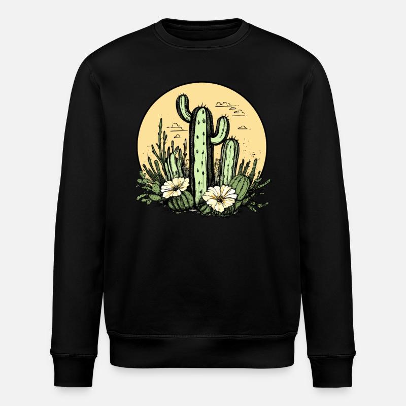 Cactus with flower moon - Stanley/Stella ROLLER Unisex Organic Sweatshirt - black