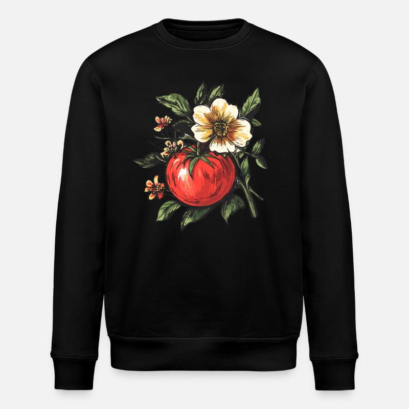 Tomate mit Blumenpracht - Stanley/Stella Unisex Bio-Sweatshirt ROLLER - Schwarz