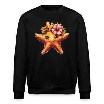 Étoile de mer avec couronne de fleurs - Sweat bio ROLLER Stanley/Stella Unisexe - noir - Devant - Nik (191cm)