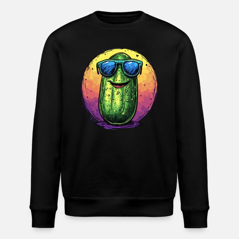 Coole Gurke mit Sonnenbrille - Stanley/Stella Unisex Bio-Sweatshirt ROLLER - Schwarz