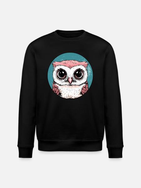 Big Eyes Owl - Stanley/Stella ROLLER Unisex Organic Sweatshirt - black