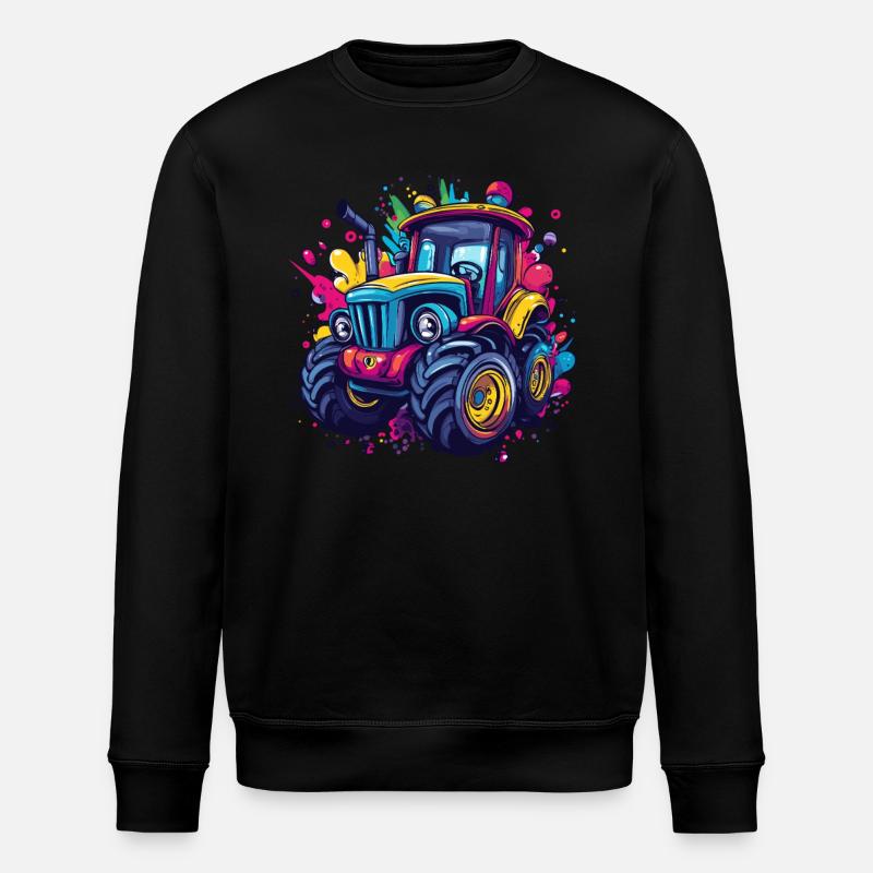 Bunter Traktor - Stanley/Stella Unisex Bio-Sweatshirt ROLLER - Schwarz