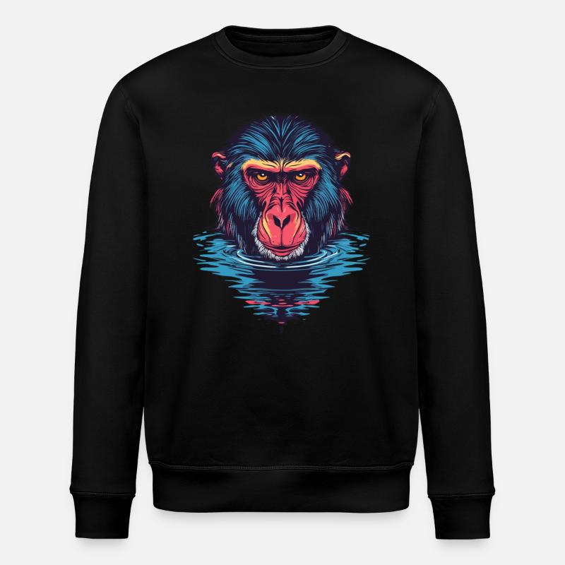 Mandrill Affe im Wasser - Stanley/Stella Unisex Bio-Sweatshirt ROLLER - Schwarz