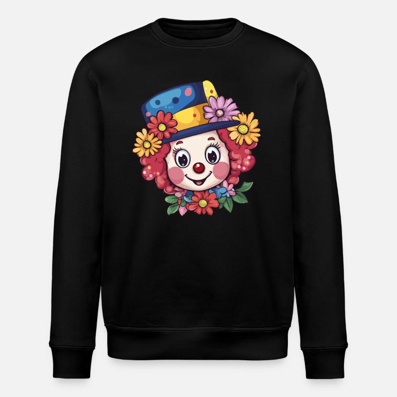 Clown with flower hat - Stanley/Stella ROLLER Unisex Organic Sweatshirt - black