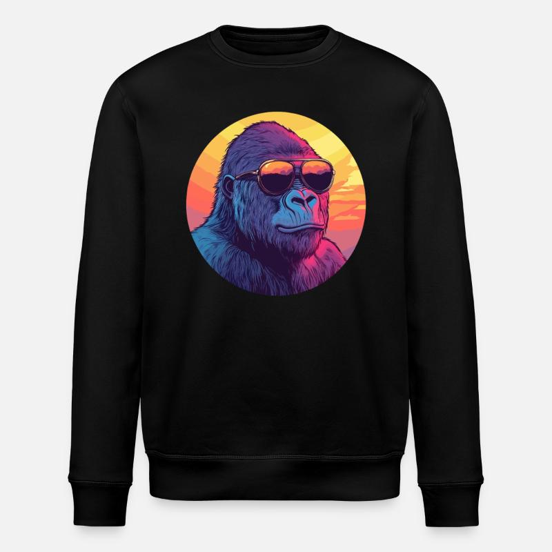 Gorilla at sunset - Stanley/Stella ROLLER Unisex Organic Sweatshirt - black