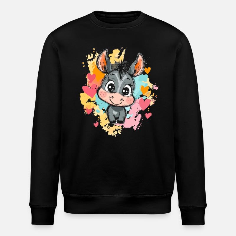 Funny donkey with hearts - Stanley/Stella ROLLER Unisex Organic Sweatshirt - black