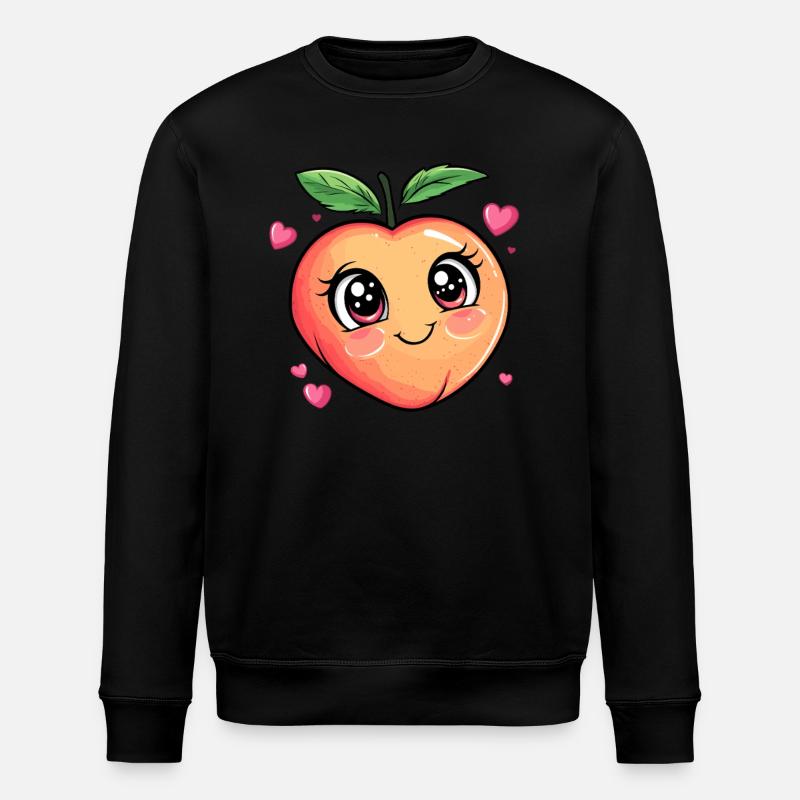 Pfirsich mit Herzchen - Stanley/Stella Unisex Bio-Sweatshirt ROLLER - Schwarz