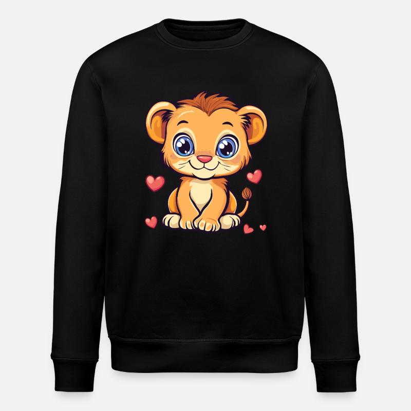 Löwe mit Herzchen - Stanley/Stella Unisex Bio-Sweatshirt ROLLER - Schwarz