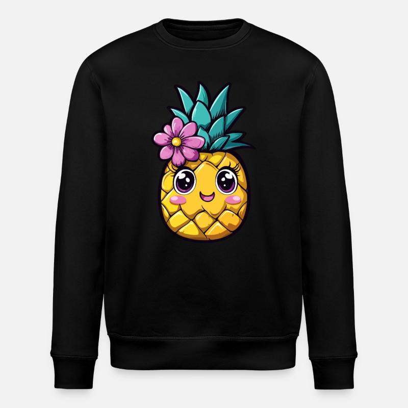 Pineapple with flower - Stanley/Stella ROLLER Unisex Organic Sweatshirt - black