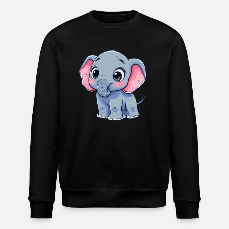 Éléphant aux grands yeux - Sweat bio ROLLER Stanley/Stella Unisexe - noir