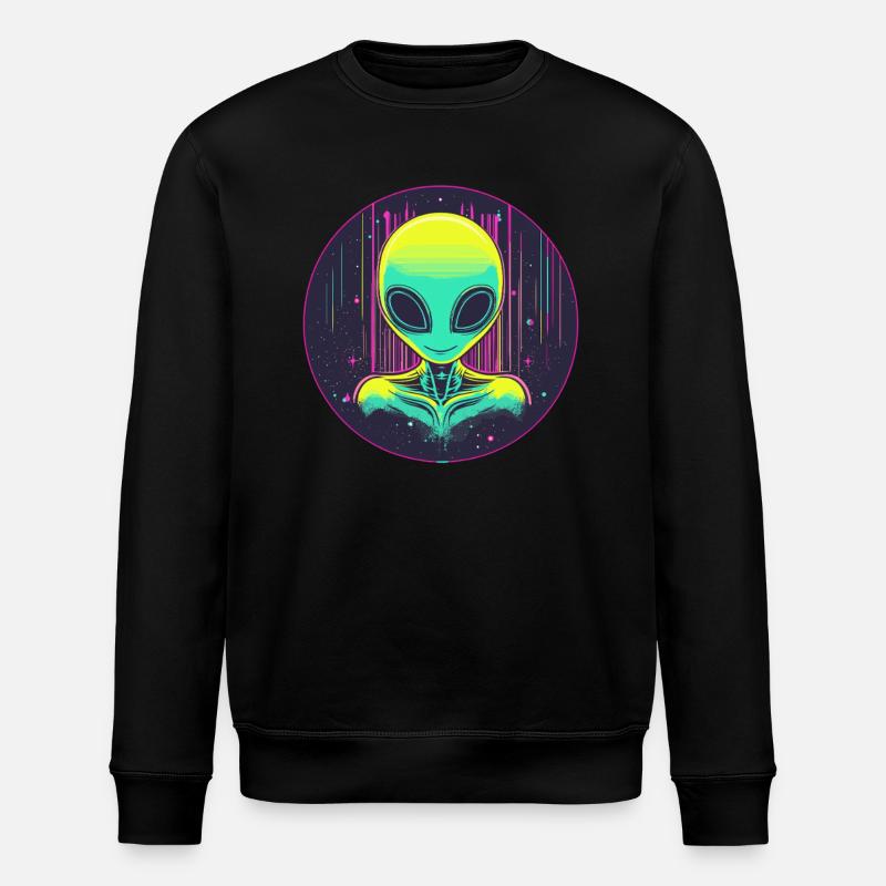 Neon Alien in Space - Stanley/Stella ROLLER Unisex Organic Sweatshirt - black