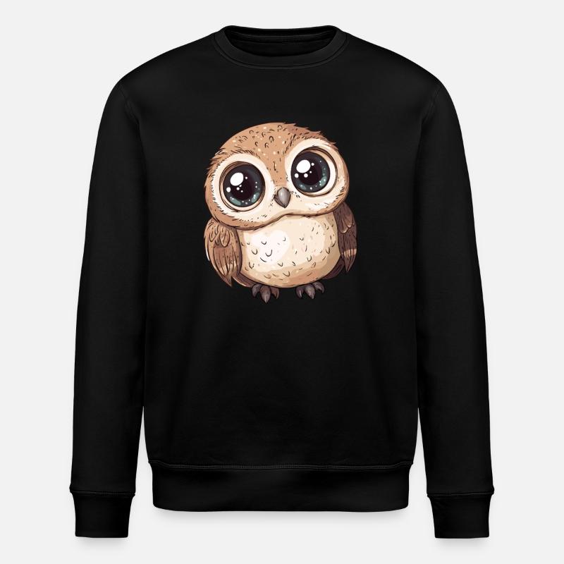 Cute Big Owl - Stanley/Stella ROLLER Unisex Organic Sweatshirt - black