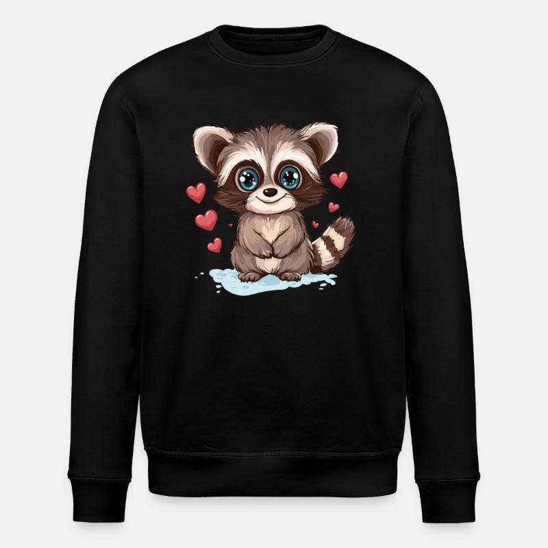 Waschbär mit Herzchen - Stanley/Stella Unisex Bio-Sweatshirt ROLLER - Schwarz