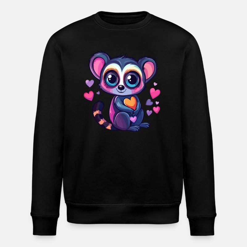 Lemur mit Herzen - Stanley/Stella Unisex Bio-Sweatshirt ROLLER - Schwarz
