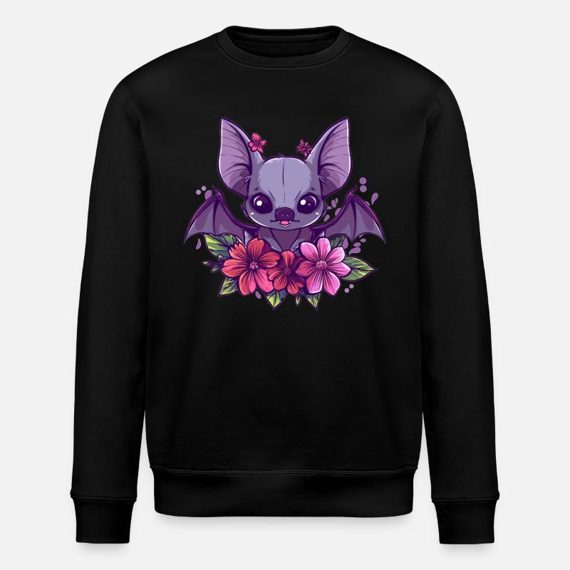Blumenfledermaus mit Charme - Stanley/Stella Unisex Bio-Sweatshirt ROLLER - Schwarz