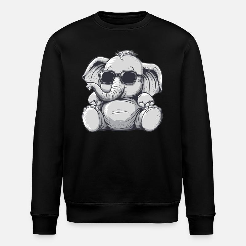 Cool elephant with sunglasses - Stanley/Stella ROLLER Unisex Organic Sweatshirt - black