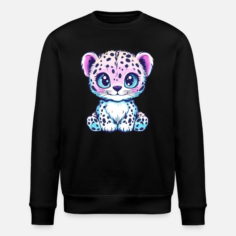 Pastel Leopard with Charm - Stanley/Stella ROLLER Unisex Organic Sweatshirt - black