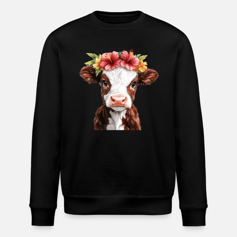 Flower calf with crown - Stanley/Stella ROLLER Unisex Organic Sweatshirt - black