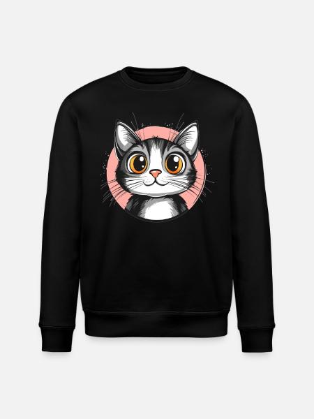 Cute cat with huge eyes - Stanley/Stella ROLLER Unisex Organic Sweatshirt - black