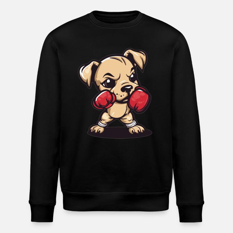 Boxer dog with power - Stanley/Stella ROLLER Unisex Organic Sweatshirt - black