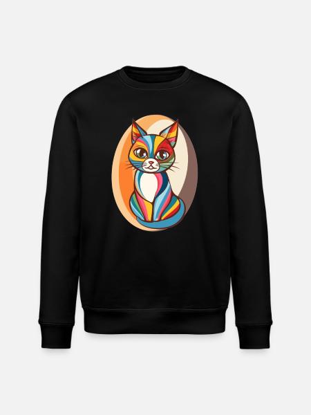 Bunte Popart Katze - Stanley/Stella Unisex Bio-Sweatshirt ROLLER - Schwarz