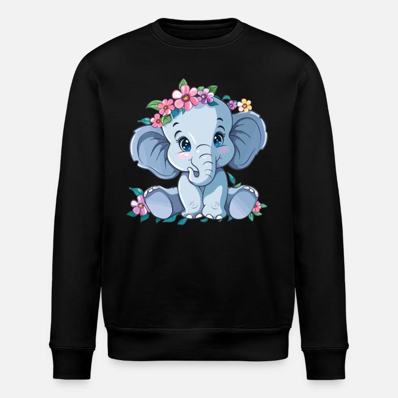 Bébé fleur éléphant - Sweat bio ROLLER Stanley/Stella Unisexe - noir