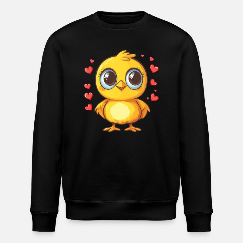 poussin avec des cœurs - Sweat bio ROLLER Stanley/Stella Unisexe - noir