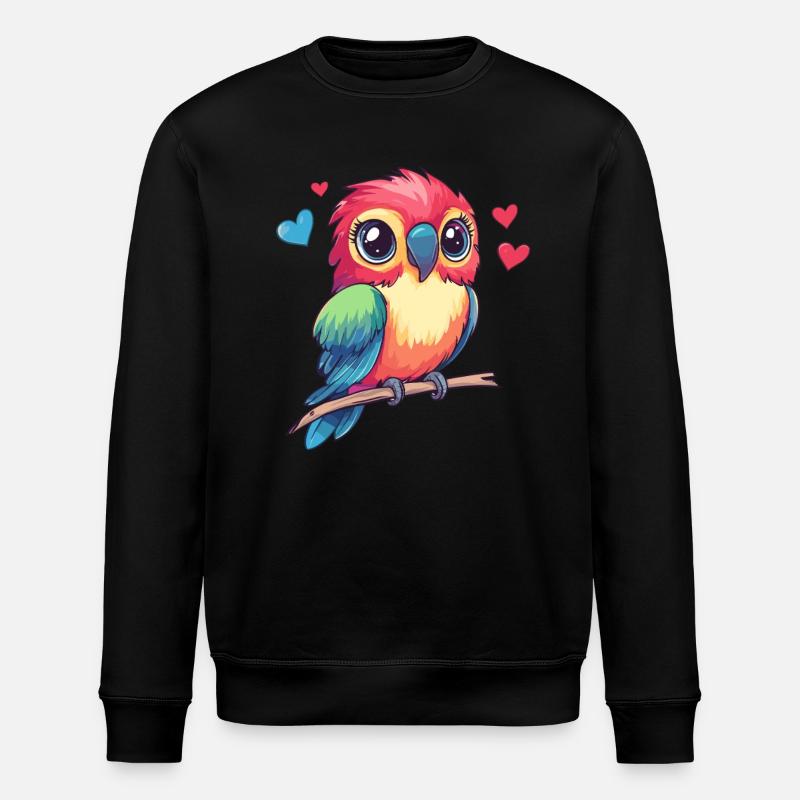 Parrot with hearts - Stanley/Stella ROLLER Unisex Organic Sweatshirt - black