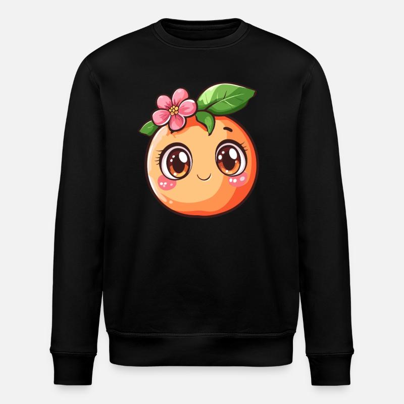 Pfirsich mit Blume - Stanley/Stella Unisex Bio-Sweatshirt ROLLER - Schwarz