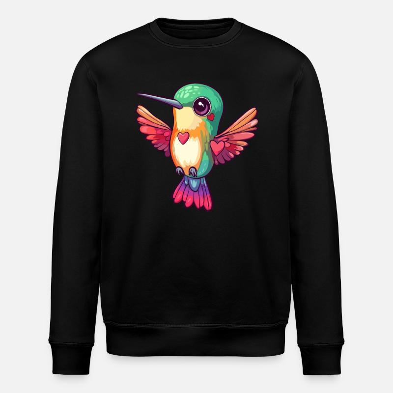 Kolibri mit Herzen - Stanley/Stella Unisex Bio-Sweatshirt ROLLER - Schwarz