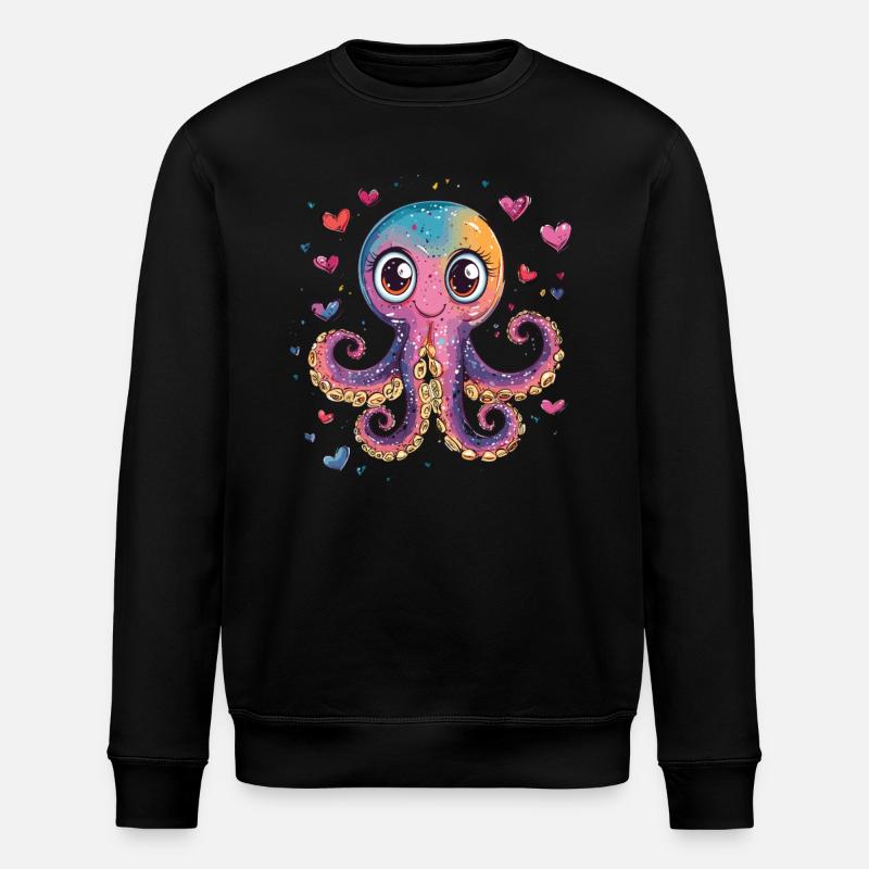 Pieuvre avec des cœurs - Sweat bio ROLLER Stanley/Stella Unisexe - noir