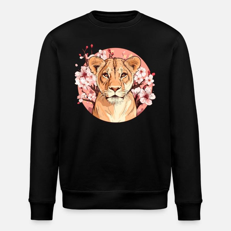 Lionne aux fleurs - Sweat bio ROLLER Stanley/Stella Unisexe - noir