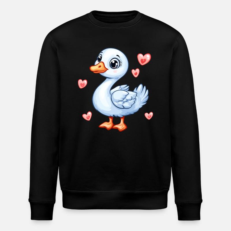 Süße Gans mit Herzen - Stanley/Stella Unisex Bio-Sweatshirt ROLLER - Schwarz