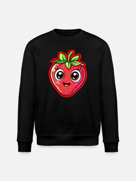 Happy Strawberry Face - Stanley/Stella ROLLER Unisex Organic Sweatshirt - black