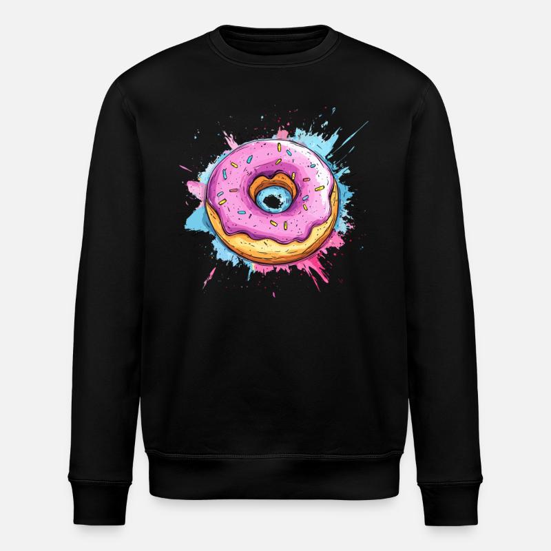 Beignet avec glaçage rose - Sweat bio ROLLER Stanley/Stella Unisexe - noir
