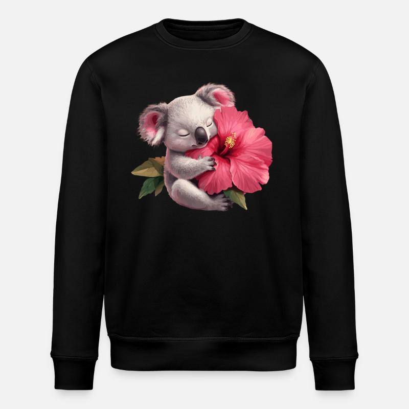 Koala with giant flower - Stanley/Stella ROLLER Unisex Organic Sweatshirt - black