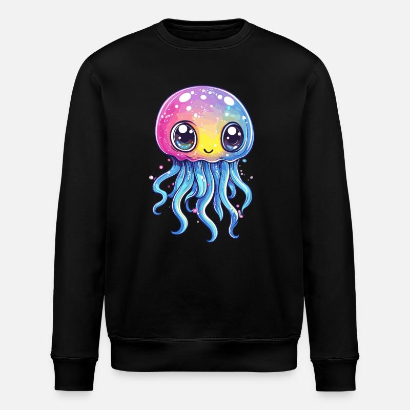 Regenbogen-Qualle - Stanley/Stella Unisex Bio-Sweatshirt ROLLER - Schwarz