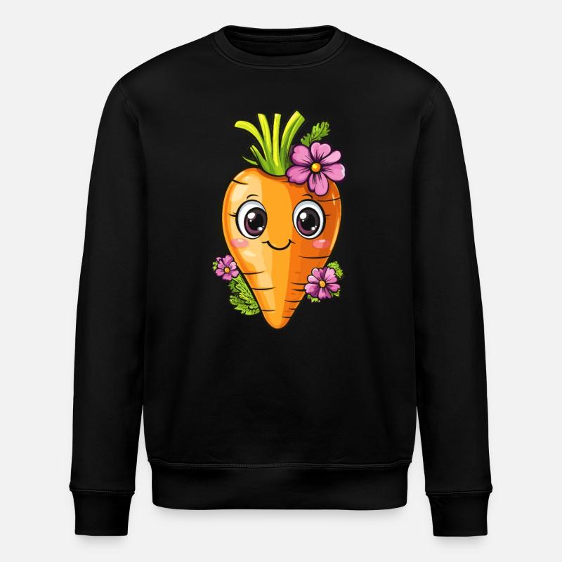 Karotte mit Blumen - Stanley/Stella Unisex Bio-Sweatshirt ROLLER - Schwarz