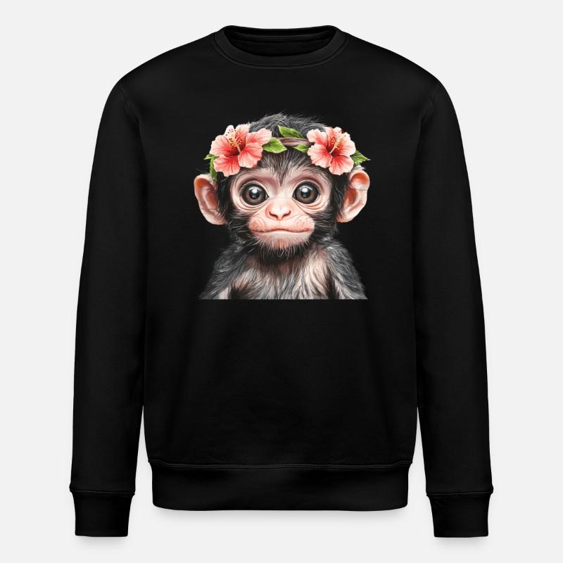 Lächelnder Babyaffe - Stanley/Stella Unisex Bio-Sweatshirt ROLLER - Schwarz