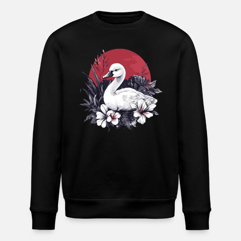 Cygne avec des fleurs - Sweat bio ROLLER Stanley/Stella Unisexe - noir