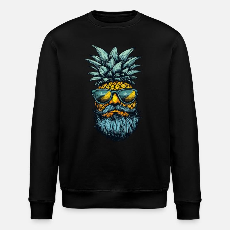 Ananas mit Bart - Stanley/Stella Unisex Bio-Sweatshirt ROLLER - Schwarz