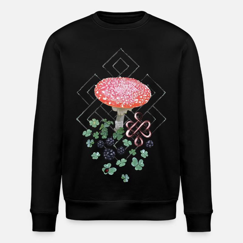 Glück Fliegenpilz Klee - Stanley/Stella Unisex Bio-Sweatshirt ROLLER - Schwarz