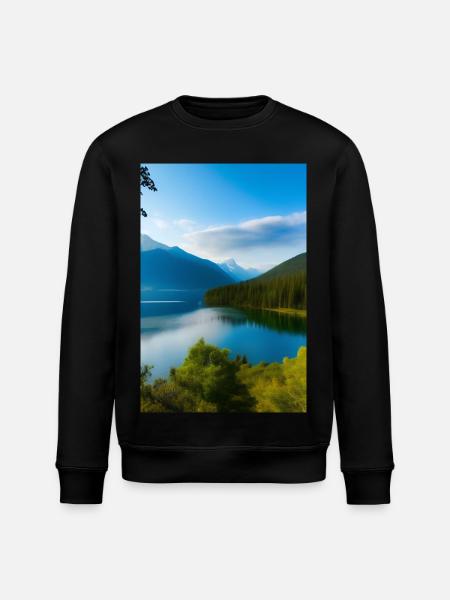 Landscape with lake and mountains - Stanley/Stella ROLLER Unisex Organic Sweatshirt - black