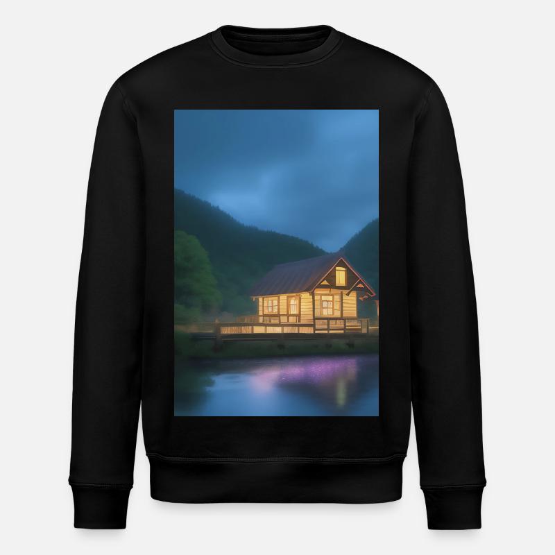 Charming lakeside cabin - Stanley/Stella ROLLER Unisex Organic Sweatshirt - black